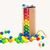Bajo Mathematical Beads. An educational set that contains coloured wooden beads and thread. These heirloom quality toys by Bajo are part of a wide range of wooden toys available here at Babipur.