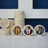 Bajo Modern Art Memory Game. A set of 32 wooden discs featuring 16 different pieces of art. These heirloom quality toys by Bajo are part of a wide range of wooden toys available here at Babipur.
