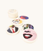 Bajo Modern Art Memory Game. A set of 32 wooden discs featuring 16 different pieces of art. These heirloom quality toys by Bajo are part of a wide range of wooden toys available here at Babipur.