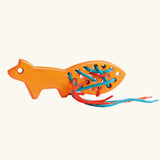 Bajo orange lacing fox wooden toy.