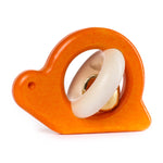Bajo plastic-free orange wooden snail baby rattle on a white background