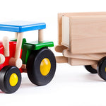 The Bajo wooden tractor and Trailer toy