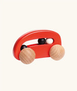 Bajo red wooden toy car with beads fixed in the body.