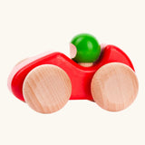 Bajo red racing car wooden push along toy. 