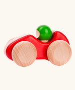 Bajo red racing car wooden push along toy. 