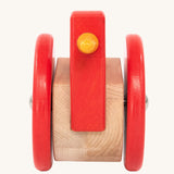 Bajo Red Wobbling Chicken. A red push along wooden chicken toy that bob up and down when pushed along.  These heirloom quality toys by Bajo are part of a wide range of wooden toys available here at Babipur.