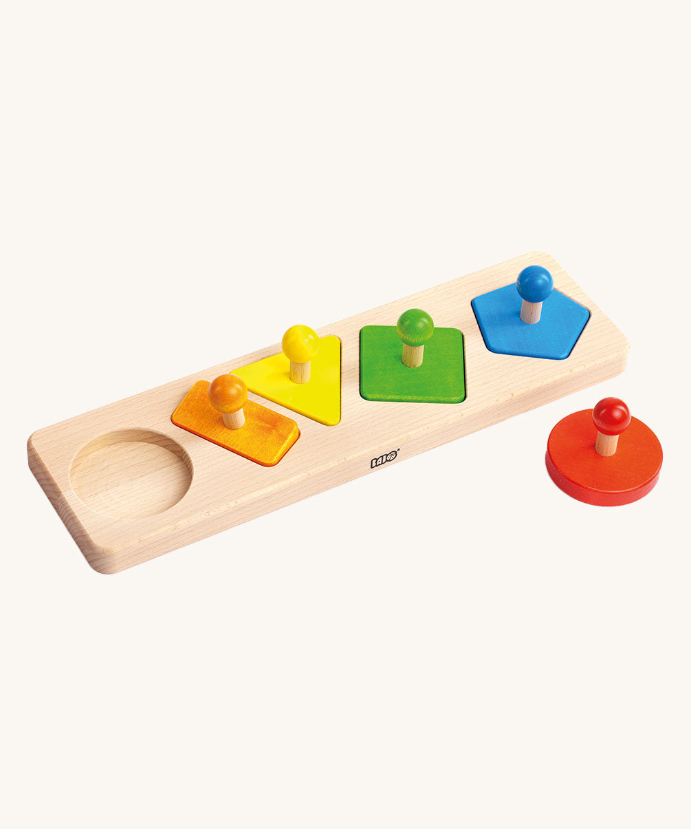 Bajo Figures Sorting Board. A wooden puzzle sorting board toy with different shape peg pieces to place on a wooden base. These heirloom quality toys by Bajo are part of a wide range of wooden toys available here at Babipur. 