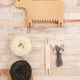 Bajo Weaving Sheep Loom set with a natural wooden loom frame.
