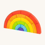 Bajo kids wooden rainbow toy blocks set stacked up on a white background