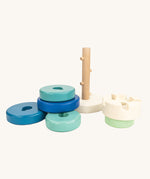 Bajo Stacking Tower in the blue rook colour way. This stacking toy is part of a large range of wooden toys for babies and children available at Babipur. 