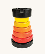 Bajo Stacking Tower in the red rook colour way. This stacking toy is part of a large range of wooden toys for babies and children available at Bbaipur. 