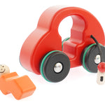 Bajo red fasten seatbelts car on a white background