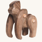 Tobe wooden toy gorilla figure. This gorilla figure has movable joints. The Tobe collection is made by Bajo known or their heirloom quality wooden toys which are available at Babipur. 