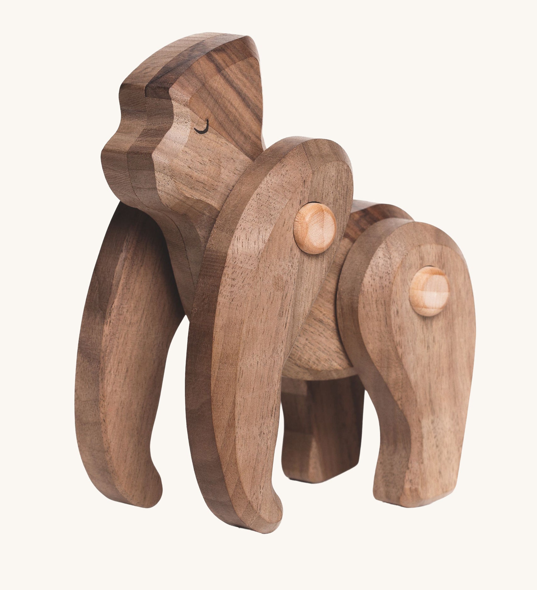 Tobe wooden toy gorilla figure. This gorilla figure has movable joints. The Tobe collection is made by Bajo known or their heirloom quality wooden toys which are available at Babipur. 