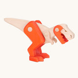 Tobe Extinct Animals T-Rex. A natural wooden dinosaur figure with orange coloured legs and lower jaw. These heirloom quality toys by Bajo are part of a wide range of wooden toys available here at Babipur. 