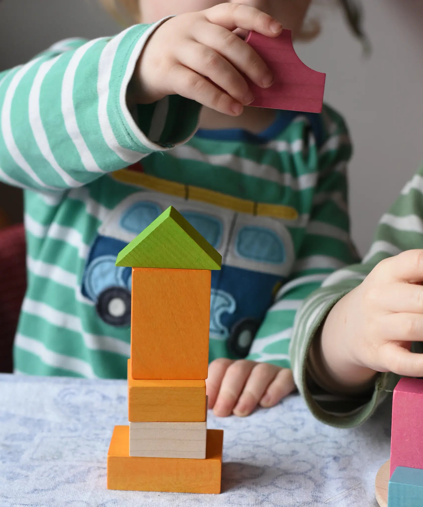 Bajo 43 wooden building blocks. 43 blocks. Toddler stacking coloured blocks