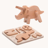Bajo Triceratops Puzzle and Sorter wooden toy. These heirloom quality toys by Bajo are part of a wide range of wooden toys available here at Babipur. 