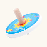 Bajo universe wooden spinning top toy.