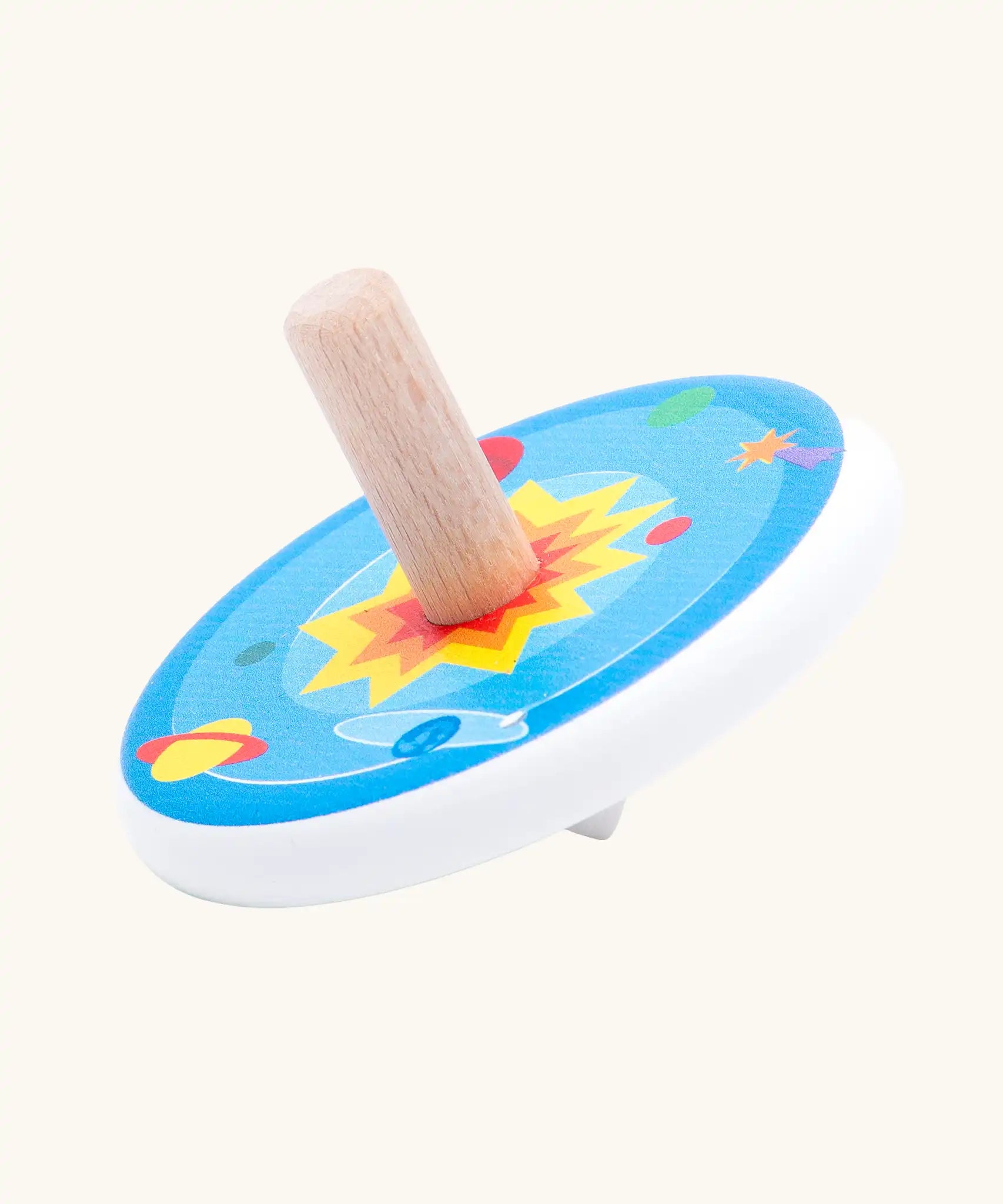 Bajo universe wooden spinning top toy.