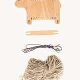 Bajo Weaving Sheep Loom in a Natural wood. The set contains all that you need to create your very  own wooly sheep.
