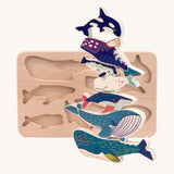 Bajo Whale Family Sorter Puzzle wooden toy. These heirloom quality toys by Bajo are part of a wide range of wooden toys available here at Babipur. 