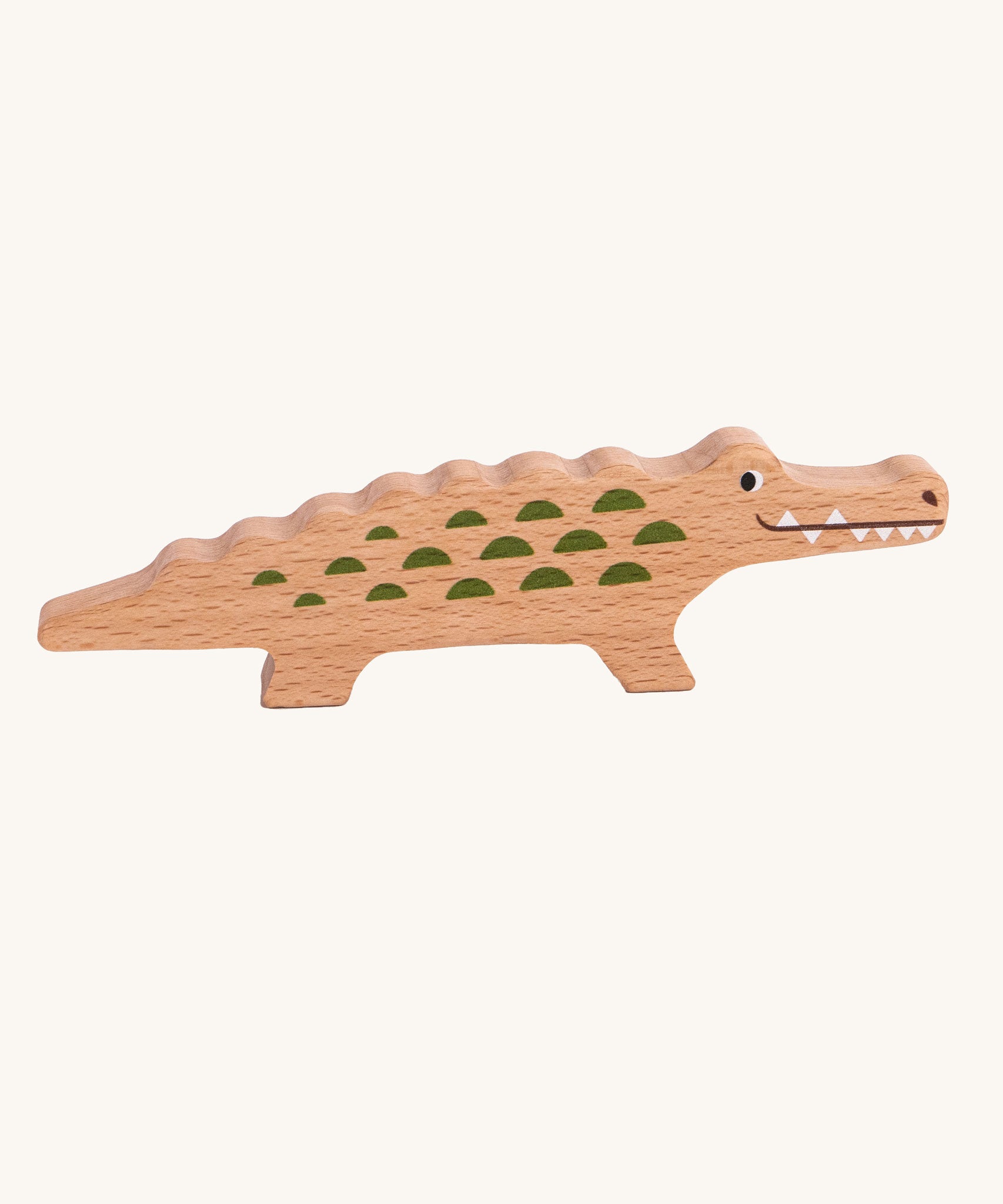 The crocodile from the Bajo Wild Animals Jungle Set. A collection of wooden jungle themed animals. These heirloom quality toys by Bajo are part of a wide range of wooden toys available here at Babipur. 