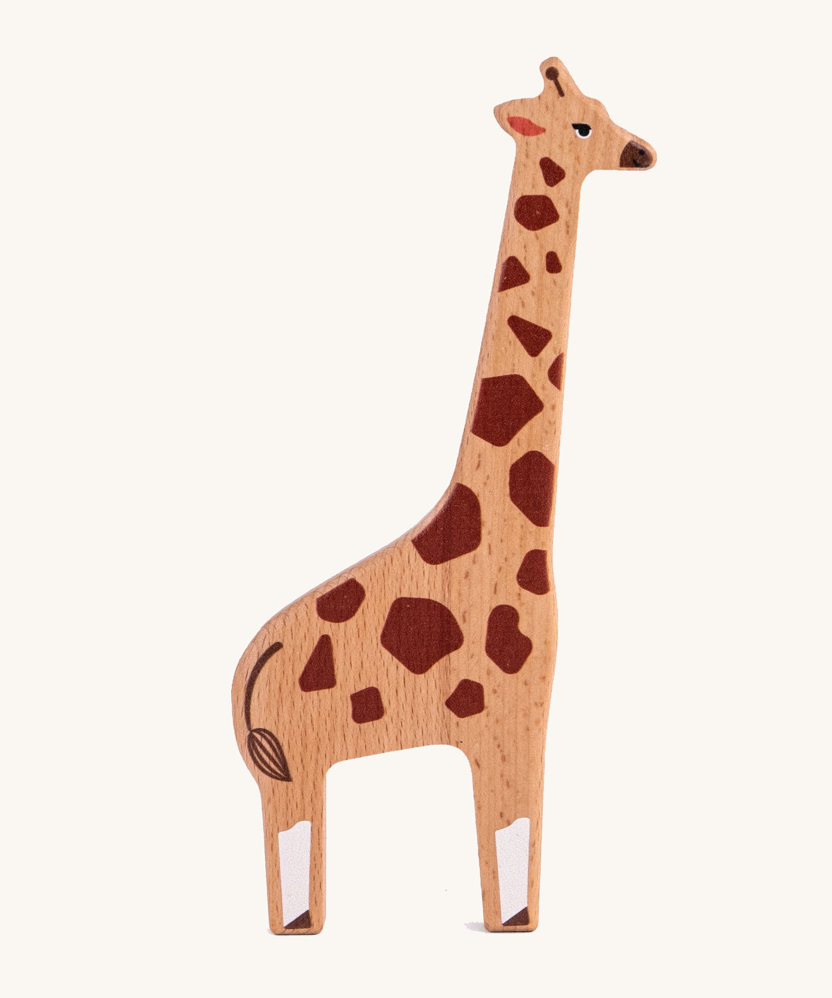 The giraffe from the Bajo Wild Animals Jungle Set. A collection of wooden jungle themed animals. These heirloom quality toys by Bajo are part of a wide range of wooden toys available here at Babipur. 