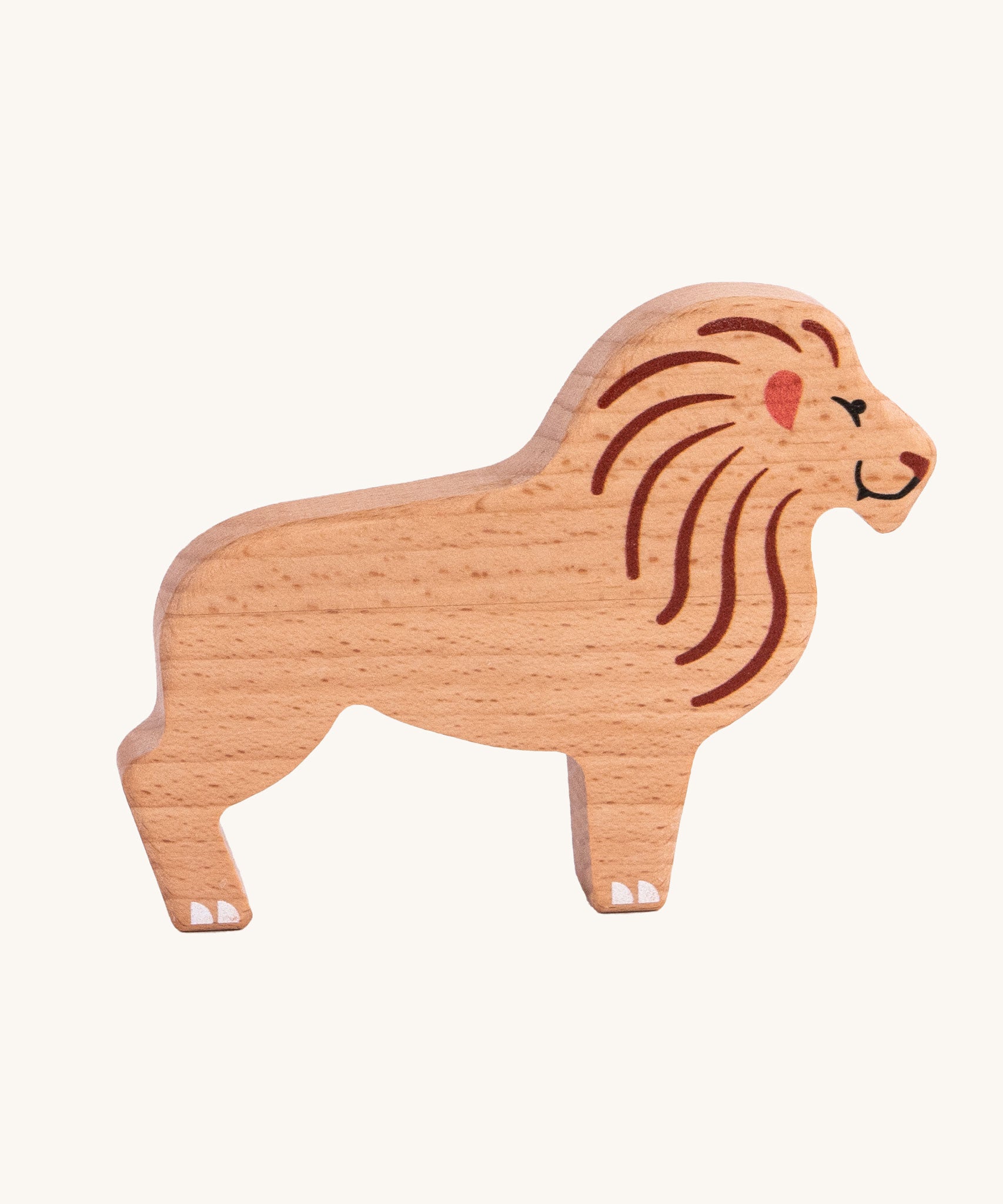 The lion from the Bajo Wild Animals Jungle Set. A collection of wooden jungle themed animals. These heirloom quality toys by Bajo are part of a wide range of wooden toys available here at Babipur. 