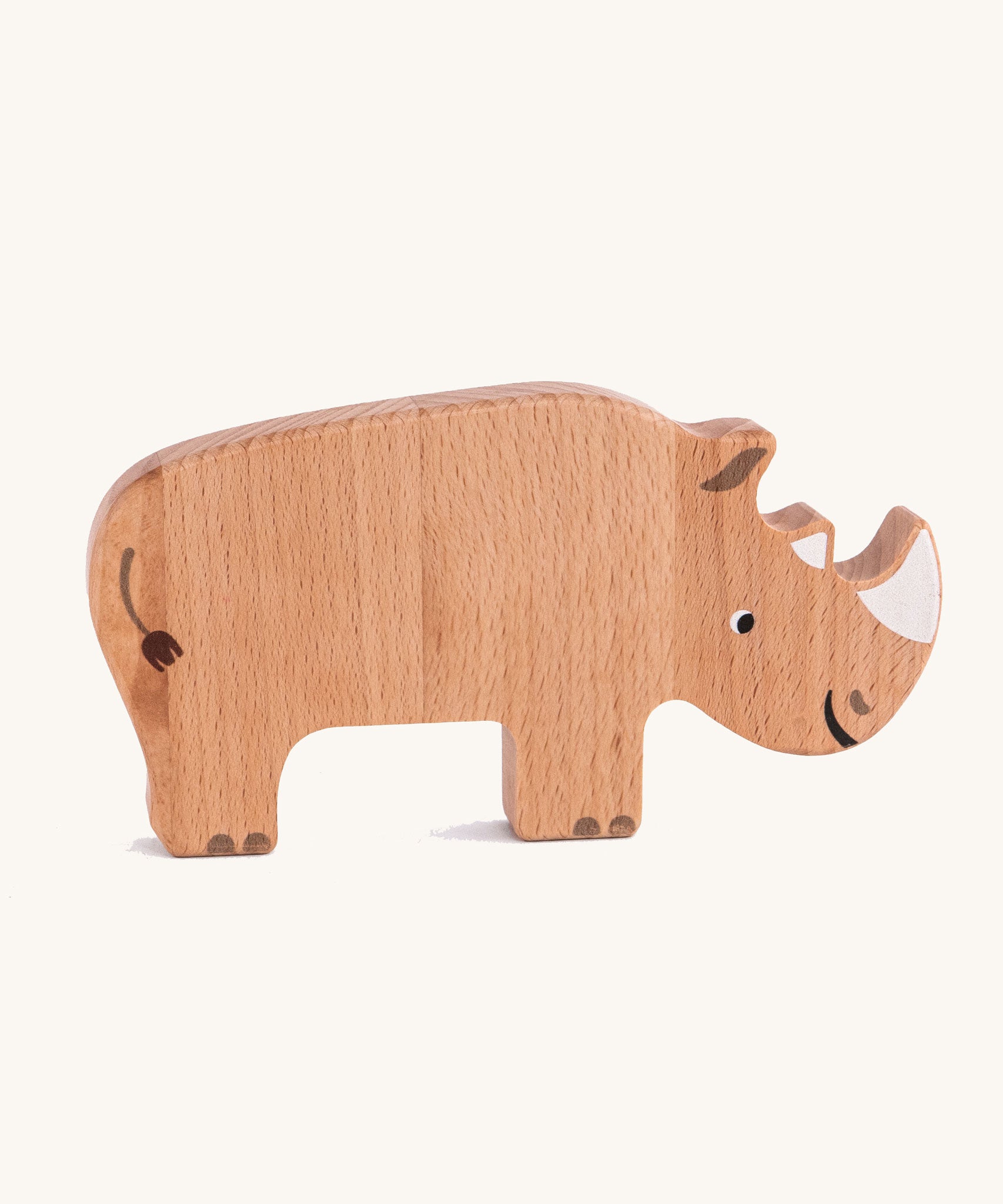The rhino from the Bajo Wild Animals Jungle Set. A collection of wooden jungle themed animals. These heirloom quality toys by Bajo are part of a wide range of wooden toys available here at Babipur. 