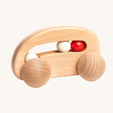 Bajo wooden toy Car With Beads. A natural wood car with three wooden beads inside. These heirloom quality toys by Bajo are part of a wide range of wooden toys available here at Babipur. 