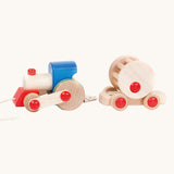 A Bajo choo-choo train wooden pull-along toy. These heirloom quality toys by Bajo are part of a wide range of wooden toys available here at Babipur.