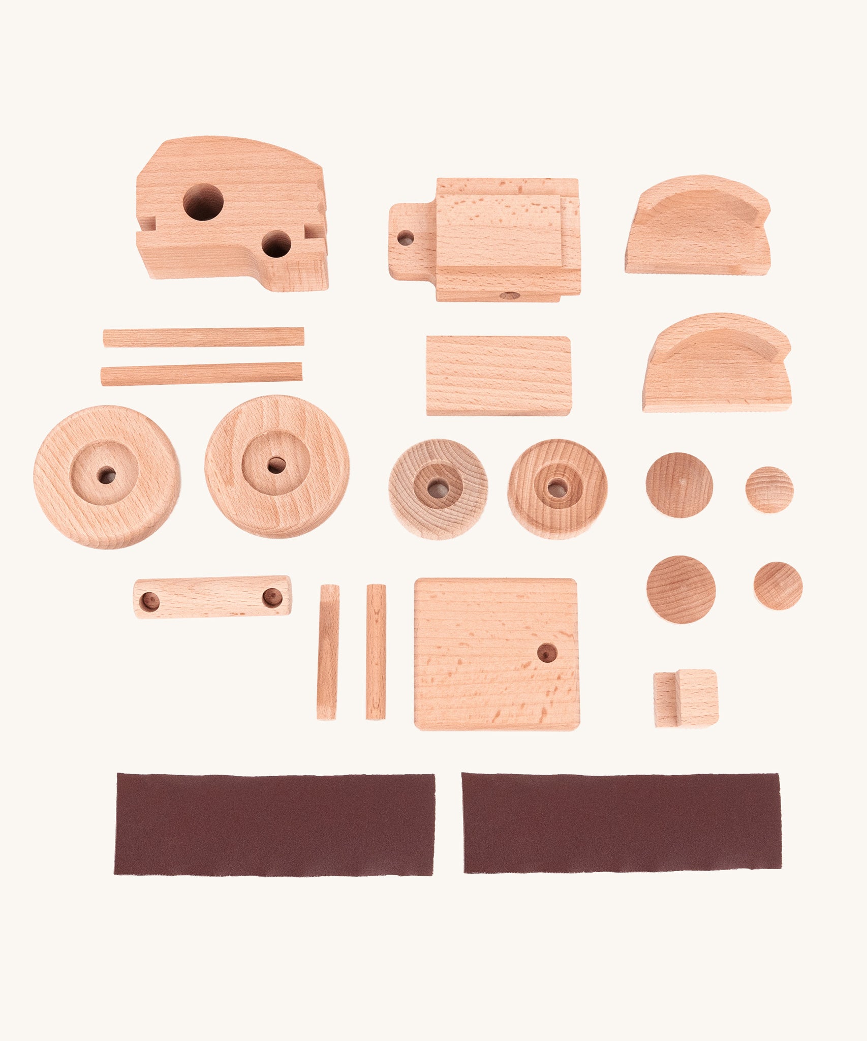 The pieces included in the Bajo DIY Tractor build your own kit. These heirloom quality toys by Bajo are part of a wide range of wooden toys available here at Babipur. 