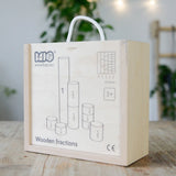 Bajo wooden fractions box with branding on the lid and a cord handle