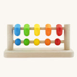 The back of the Bajo Sparrow Abacus wooden toy. This abacus has 5 little birds and 5 round counters. These heirloom quality toys by Bajo are part of a wide range of wooden toys available here at Babipur.