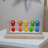 Bajo Sparrow Abacus wooden toy. This abacus has 5 little birds and 5 round counters. These heirloom quality toys by Bajo are part of a wide range of wooden toys available here at Babipur.