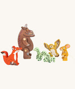 Bajo plastic-free kids Gruffalo character figures stood on a cream background