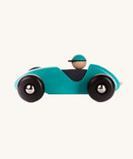 The Bajo LR left-right steering racing car wooden toy for toddlers in blue