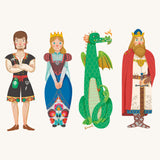 The illustrations of various fairytale characters featured on the Bajo Turning wooden blocks puzzle
