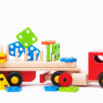 Bajo Large Red Cargo Truck & Wooden Shape Sorter Toy