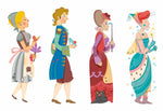 Bajo Cinderella Turning Storytelling Blocks showing the four fairytale characters