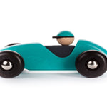 Bajo Wooden Toy Steering Racing Car - Blue side view