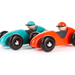 Bajo Wooden Toy Steering Racing Car - Red and Blue side by side