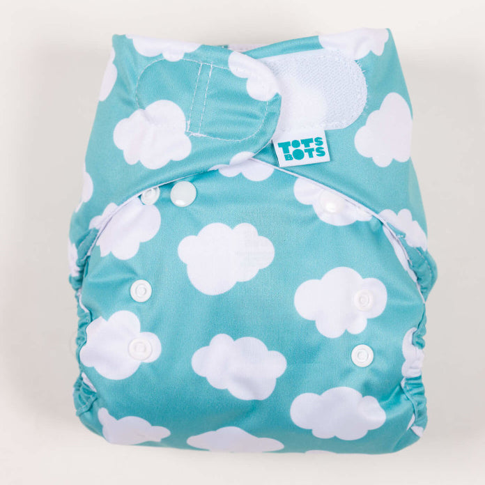 Tots Bots Bamboozle Nappy Wrap in the fluffy clouds print