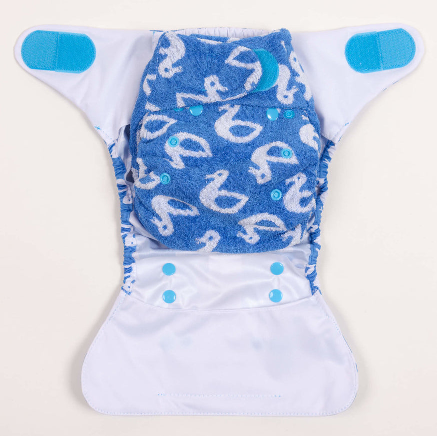 Stretch nappy placed in a Bamboozle cover