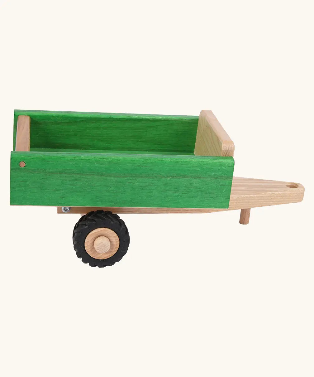 Beck Holzspielzeug wooden toy tipping trailer compatible with the tractor toy for small world farm play.