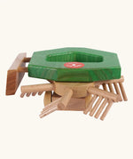 Beck Holzspielzeug traditional wooden hay tedder farm equipment toy with natural wood and non-toxic stained finish.