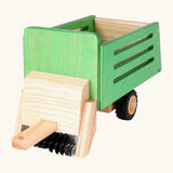 Beck Holzspielzeug traditional wooden toy hay wagon attachment for tractor toy with sweeper function.