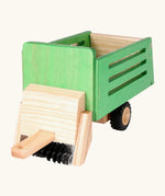 Beck Holzspielzeug traditional wooden toy hay wagon attachment for tractor toy with sweeper function.
