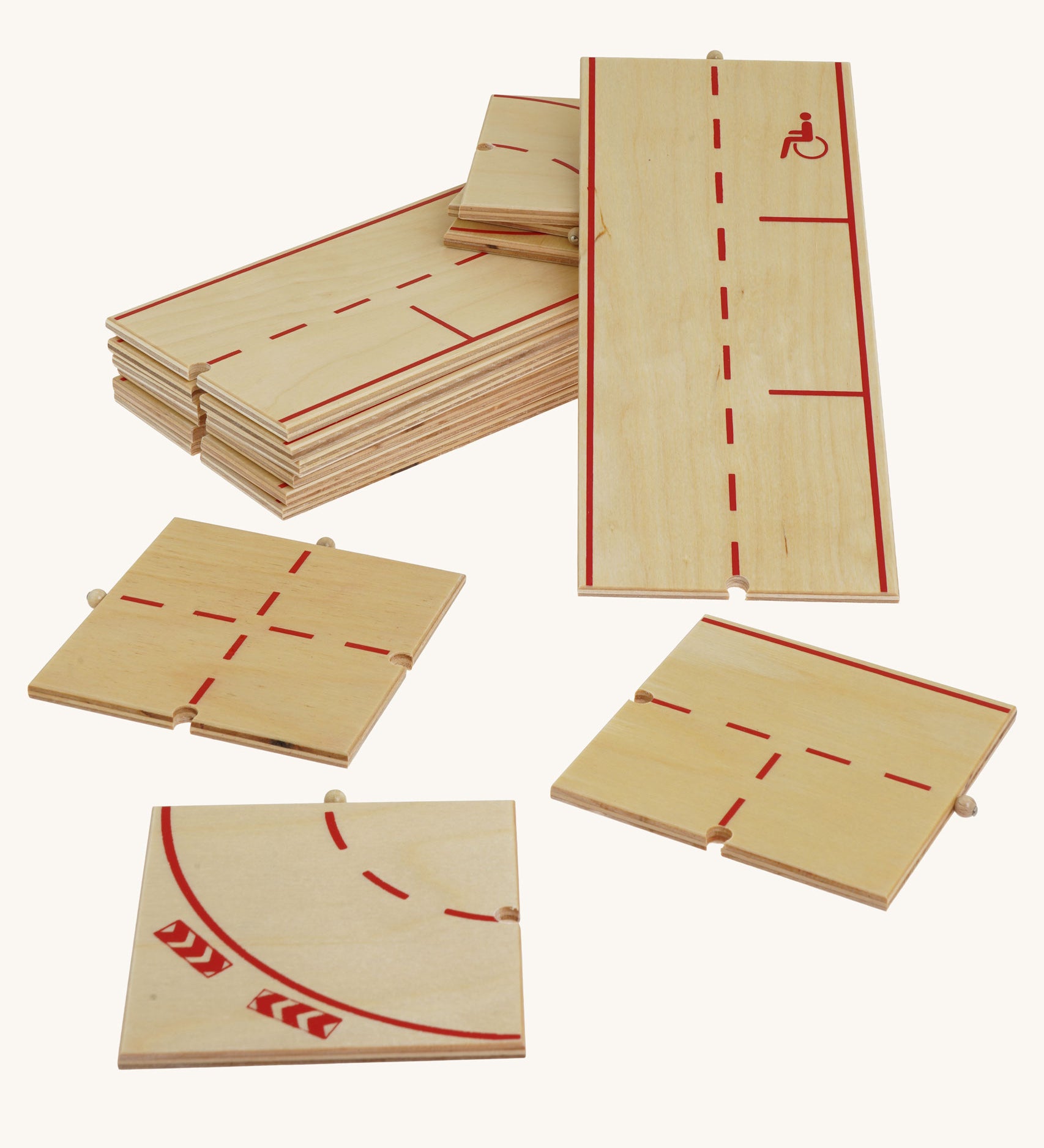 Beck Holzspielzeug Wooden Roads System for Toy Cars. This wooden toy road is part of a wide range of toy vehicles and accessories avaialble at Babipur.