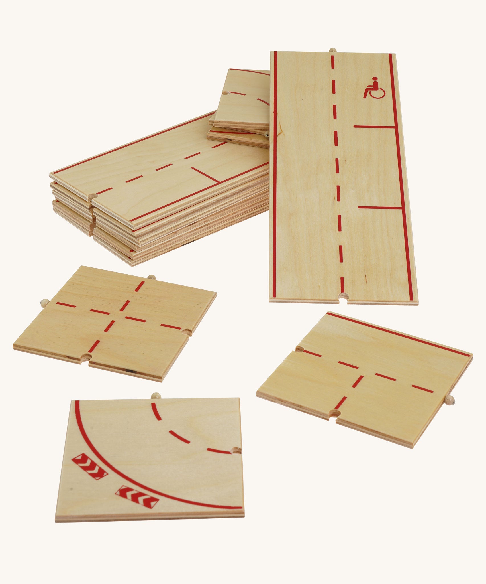 Beck Holzspielzeug Wooden Roads System for Toy Cars. This wooden toy road is part of a wide range of toy vehicles and accessories avaialble at Babipur.